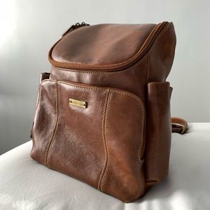 Vintage camel brown small backpack